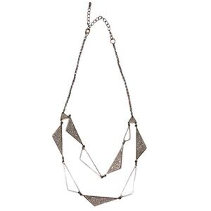 Geometric Silver Sparkle Bib Necklace